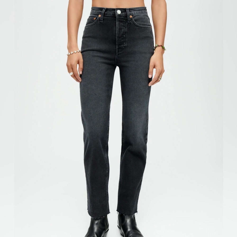 Re/Done Women's 70s Stove Pipe Washed Noir Jeans